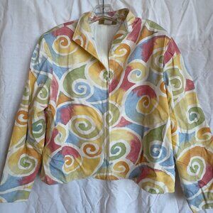 Vintage Painted Pony Watercolor Swirl Zip Jacket
